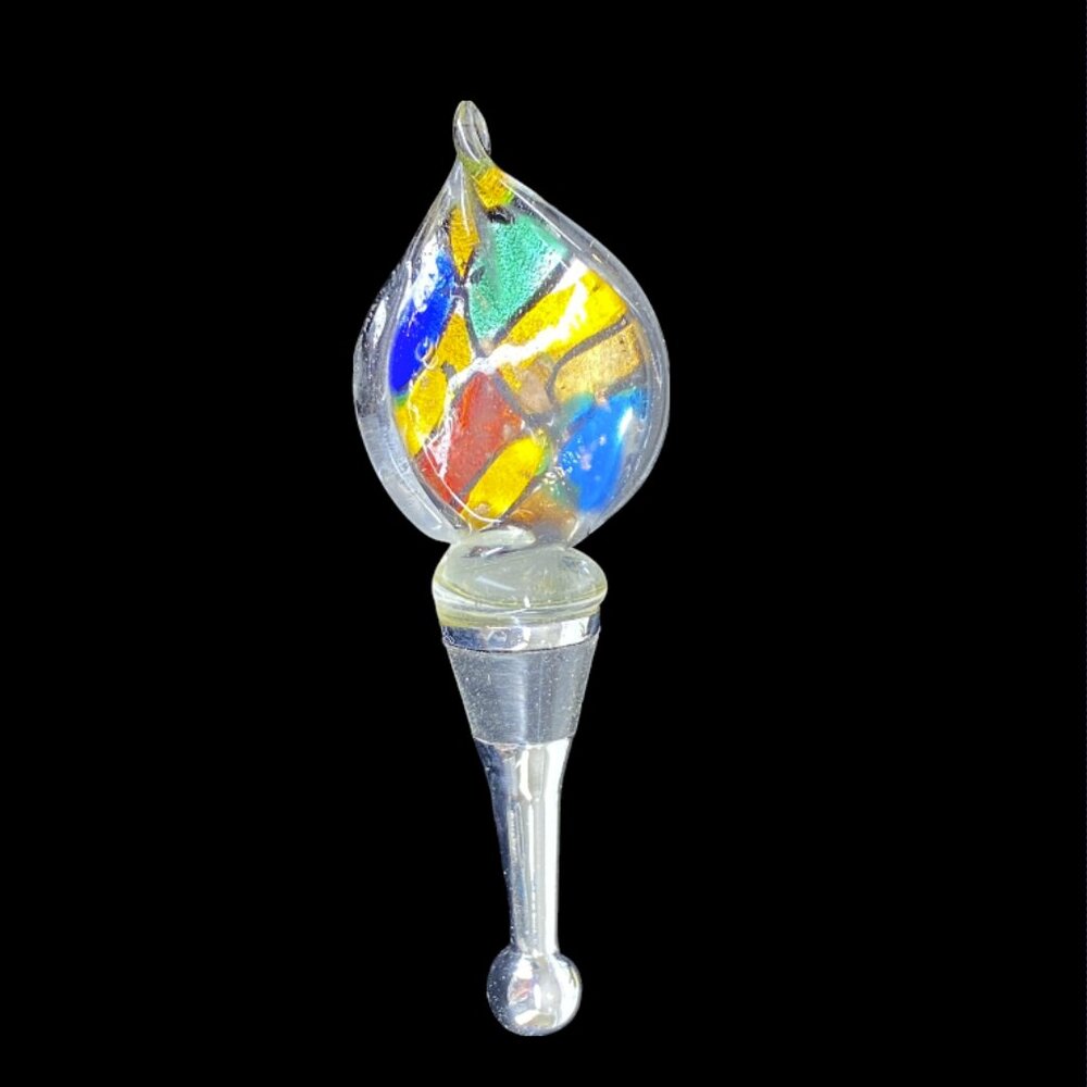 NEW "STAINED GLASS" WINE CORK -- Glass and Metal, Wine Bottle Decor/Cork, In Box